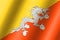 The official national flag of Bhutan.Vector.3D illustration.Highly detailed flag of Bhutan,with official proportions and color