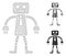 Official Robot Vector Mesh Carcass Model and Triangle Mosaic Icon