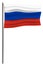 Official vector Russia flag connected to a metal flagstaff by a rope. Isolated on white wind waving vector Russian flag. White red