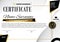 Official white certificate. Business template. Gold black design elements on white background.