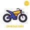 Offroad bike, motorcycle icon in flat style