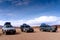 Offroad cars parked in a desert