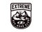 Offroad extreme adventure. Emblem template with snowmobile. Design element for logo, label, emblem, sign.