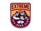 Offroad extreme adventure. Emblem template with snowmobile. Design element for logo, label, emblem, sign.