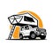 Offroad Overland Camper Silhouette Monochrome Vector Illustration