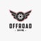 Offroad tire wheel logo, offroad club logo with tire and wing concept