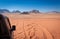 Offroad vehicle in Wadi Rum desert, Jordan