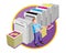 Offset printer at work design and print service vector icon illustration