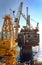 Offshore exploration, crane at work during construction