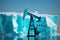 Offshore oil drilling platform on iceberg