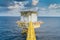 Offshore oil and gas accommodation platform or living quarter near central processing platform