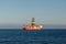 Offshore oil and gas drillship in the open sea