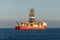 Offshore oil and gas drillship in the open sea