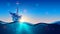 Offshore Oil or Gas Rig in sea sunset time. industry drill platform in ocean. Water with underwater with sunrise. Mining petroleum