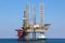 Offshore oil platform and supply ship are in Persian Gulf