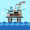 Offshore oil rig flat vector illustration