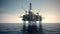 Offshore oil and rig platform in sunset or sunrise time. Drilling for gas and petroleum process in the sea or the ocean