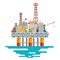 Offshore platform oil production colloquially rig mineral ocean sea extraction flat design vector illustration