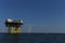 Offshore platform windmills of Rampion windfarm off the coast of Brighton, Sussex, UK