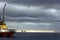 Offshore platforms, standby vessel, sea & clouds