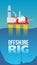 Offshore rig with big typography text movie poster style
