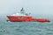 Offshore vessel Pacific Dolphin at anchorage outside Aberdeen Bay in bad weather