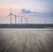 Offshore wind farms at dusk