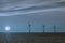 Offshore wind turbines and moon Renewable energy production at night