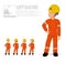 Offshore worker in jumpsuit are posing akimbo on transparent background