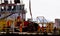 Offshore worker transfer from oil platform to accommodation barge