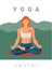 Ðoga center poster. Woman doing yoga sitting in lotus position on nature background