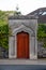 Ogee-arched wooden doorway in Lucan, Dublin