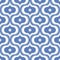 Ogee pattern design with small flower detail in blue. Pretty geometric vector floral seamless repeat. Traditional