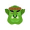 Ogre face warrior isolated. Green goblin head. Brutal Troll