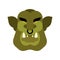 Ogre face warrior isolated. Green goblin head. Brutal Troll
