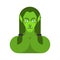 Ogre Female face. Green goblin woman portrait. berserk lady Troll