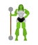 Ogre Female warrior with weapon. Green goblin woman Strong. berserk lady Troll