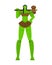 Ogre Female warrior with weapon. Green goblin woman Strong. berserk lady Troll