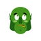 Ogre surprised Emoji. Goblin astonished emotion isolated. Green