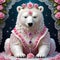 Oh my goodness, have you seen that adorable polar bear in the lace, rose pink dress and white beads?