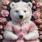 Oh my goodness, have you seen that adorable polar bear in the lace, rose pink dress and white beads?