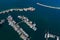 Oh the places youll go in your boat. High angle shot of boats at a seaside harbour.