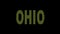 Ohio. Animated appearance of the inscription. Isolated Letters from pixels. Transparent Alpha channel