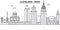 Ohio Cleveland architecture line skyline illustration. Linear vector cityscape with famous landmarks, city sights
