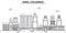 Ohio, Columbus architecture line skyline illustration. Linear vector cityscape with famous landmarks, city sights