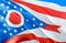 Ohio flag. 3D Waving USA state flag design. The national US symbol of Ohio state, 3D rendering. National colors and National flag