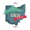 Ohio map with rock and roll hall of fame. Vector illustration decorative design