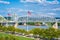 The Ohio River and Newport Southbank Bridge, seen from Cincinnati, Ohio