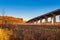 Ohio Turnpike bridge and autumn meadow