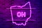 Ohio US state glowing purple neon lamp sign